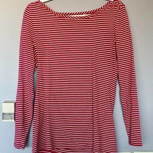 Banana Republic Boatneck White and Red Striped Long Sleeve Top sz Large